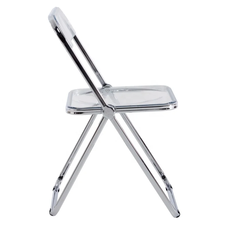 #Portable Durable Waterproof Stackable White Clear Transparent Folding Office Chair for Meeting