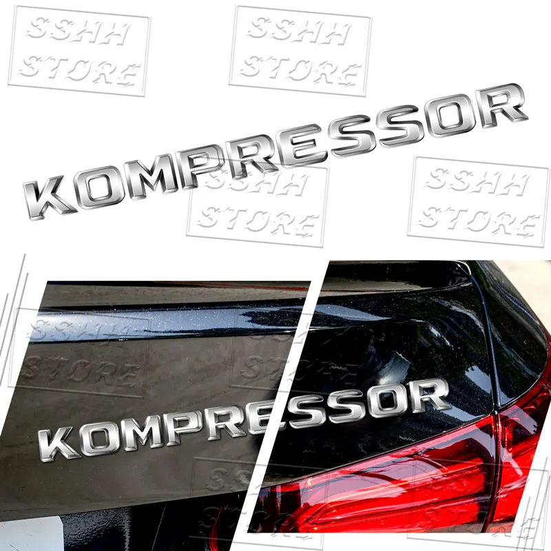 3D ABS Plastic Emblem Letter Rear Trunk Fender Badge Sticker For Mercedes Benz Kompressor Logo SL CLS C230 C200 C180 W213 W210