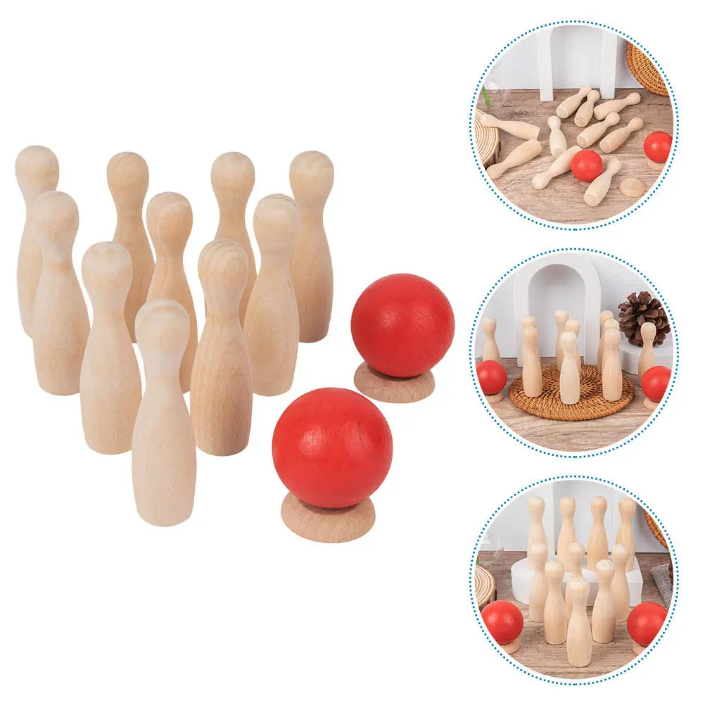 幼児用ボウリングセット-1セット-2～5歳向け-木製ミニボウリングゲーム-家庭用-裏庭パーティー-旅行-数学学習-運動能力向上