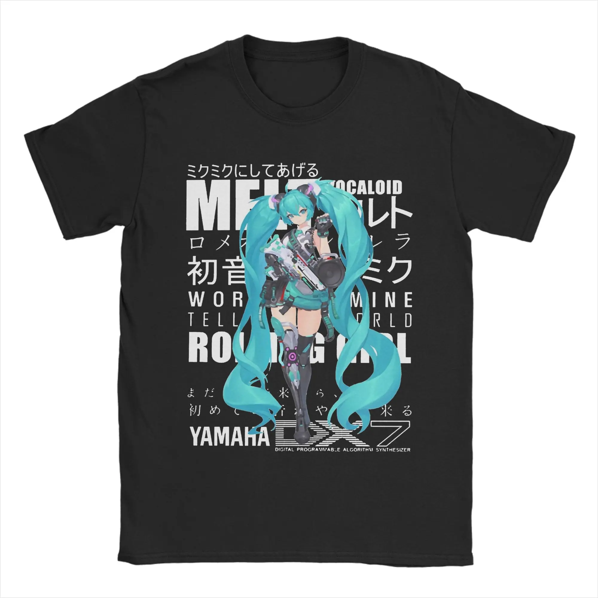 初音ミクのボーカロイドガール-tシャツメンズコットントップスストリートウェアラウンドネック半袖