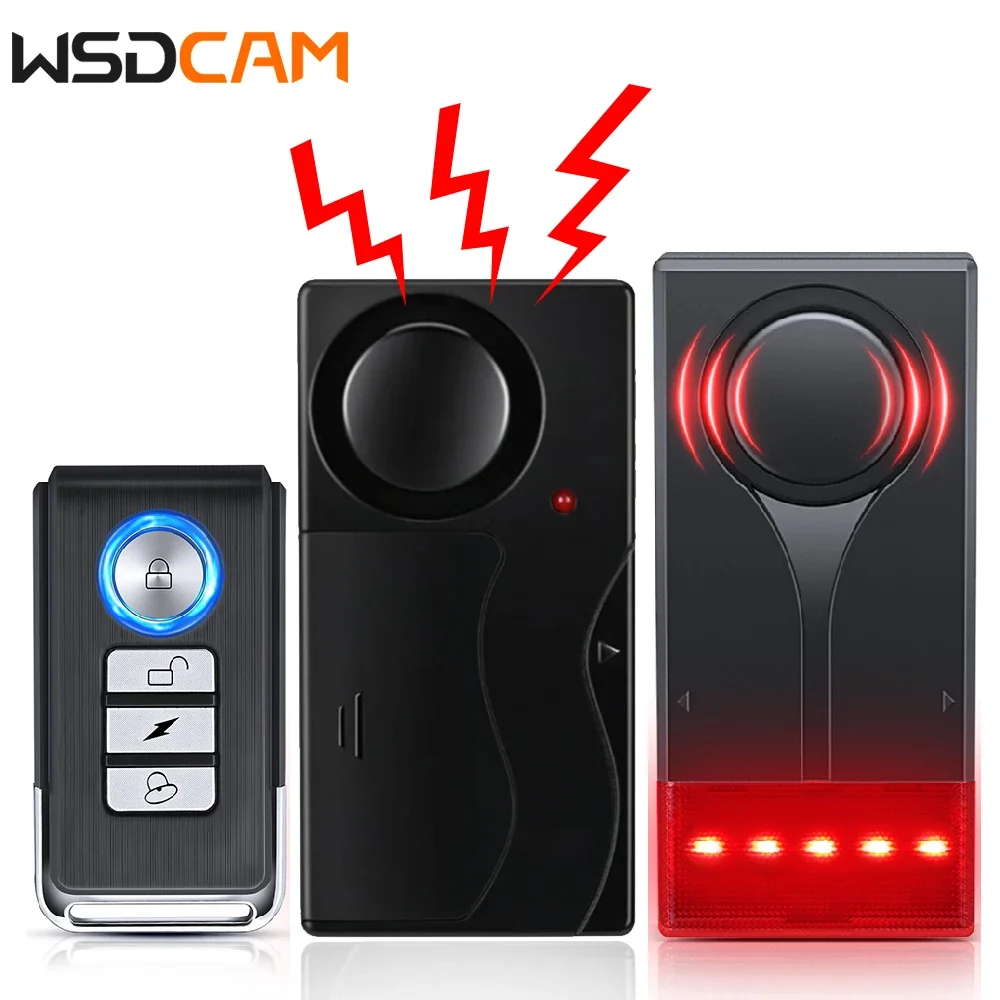 WSDCAM Wireless Vibration Alarm with Remote Control Anti-Theft Alarm Door and Window Alarm Motorcycle Bicycle Security Sensors