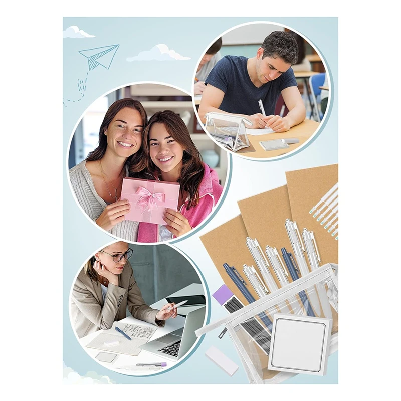 Set de útiles escolares: elementos esenciales para el regreso a la escuela, estuche para lápices de gran capacidad, bolígrafo de tinta negra de 0,5 mm, lápices mecánicos