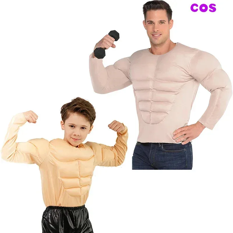 

Z Halloween Muscle Tops Child Costume Kids Vest Suits Boys Cosplay Chest Shirt Outfits for New Years Gifts Purim Party Clothing