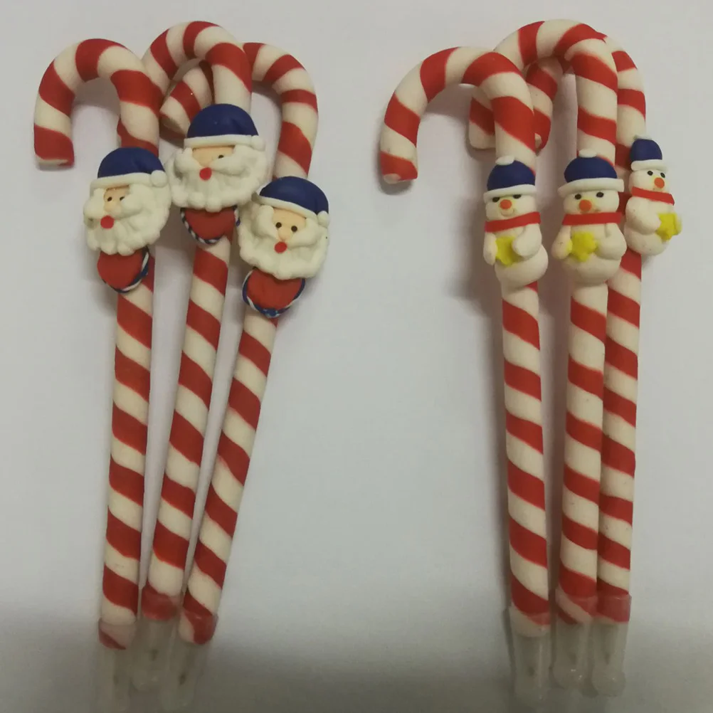 

6 Pcs Soft Ceramic Pen Kawaii Stationery Kids Snowman Ball Christmas Style