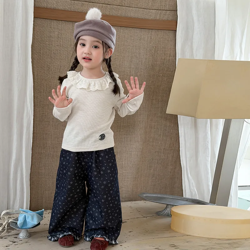Children's Hollowed Out Lace Fungus Lace Collar Base Shirt with Texture Long Sleeved Women's Treasure Inner Top 5
