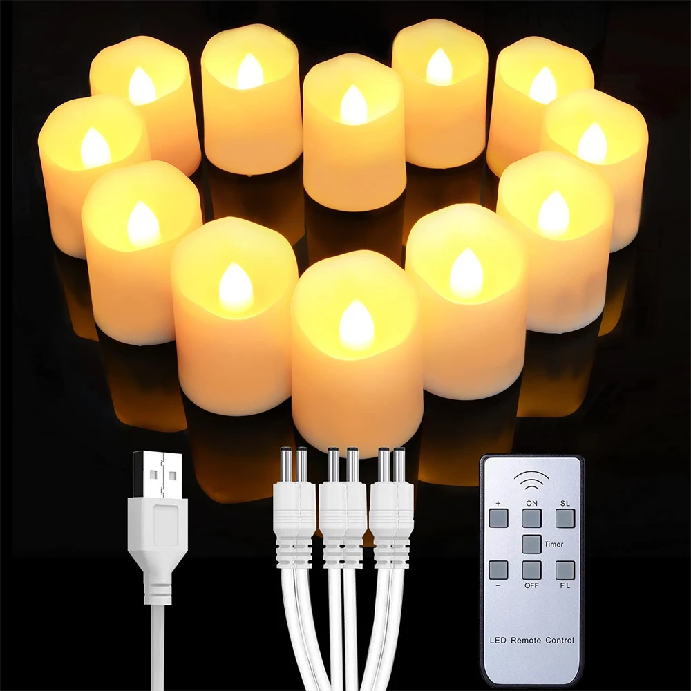 

Remote Control RGB LED Candle Lights Flameless Candlestick Tea Lamp USB Charging for Wedding Christmas New Year Party Room Decor