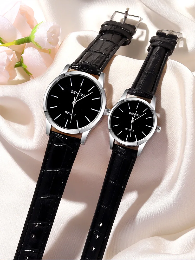 4pcs Minimalist Couple Watch for Male and Female Students, Casual and Fashionable Versatile Quartz Watch+couple Necklace