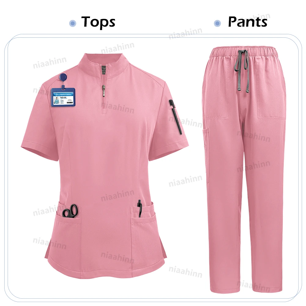 Niaahinn Scrub OP-Uniformen, medizinische Kleidung für Frauen, heißer Verkauf, mehrfarbig, Veterinärmedizin, Haustier, Krankenhaus, Zahnklinik, Arbeitskleidung – Detail 11