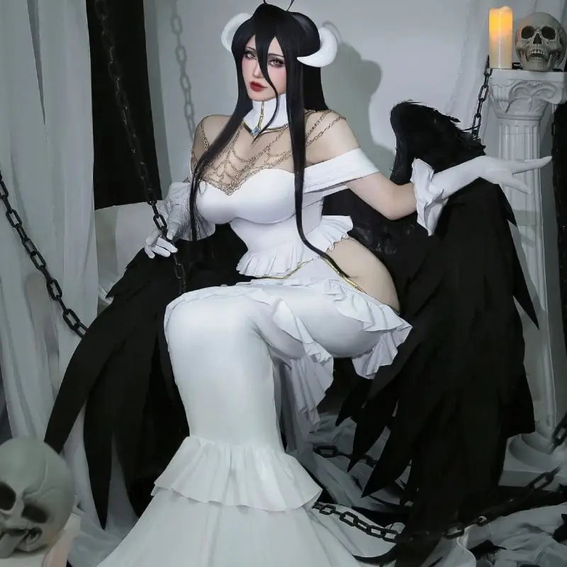 Anime  Overlord Albedo Cosplay Costumes OVERLORD Dresses Cosplay Shoes Horns Uniform Wings Women Wigs Cap Halloween Christmas