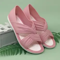 Women's Summer Open Toe Hollow Out Casual Sandals Soft Sole Non Slip Breathable Cover Foot Flat Sole Casual Beach Sandals