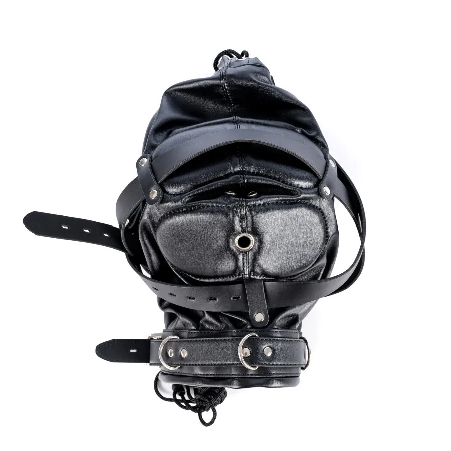 Erotic Fetish Costumes of Leather Bdsm Bondage Hood Mask with Mouth Hole for Couples Adults Slave Rolplay Flirting Games