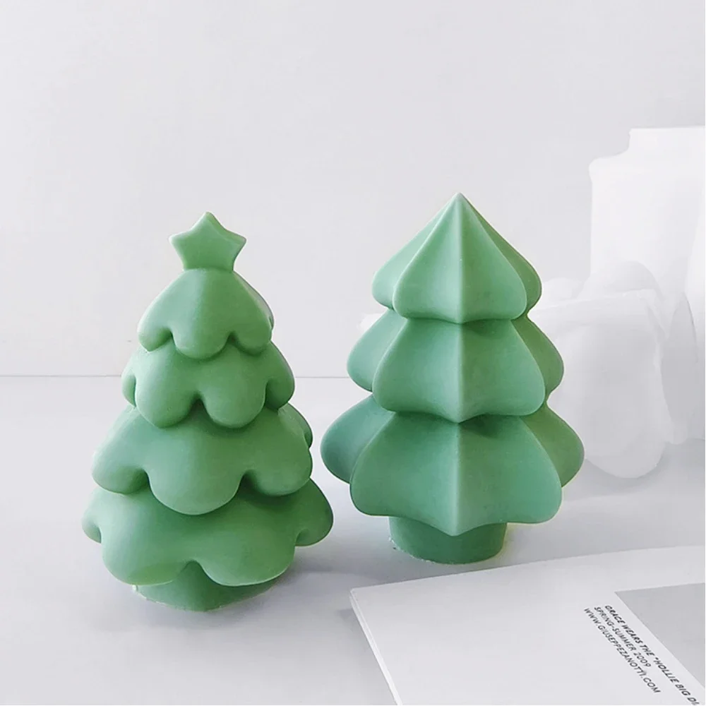 Star Christmas Tree Candle Moulds Crean Relief Plant Silicone Soap Molds Home Party Painting Gypsum Decor Chocolate Gifts Making