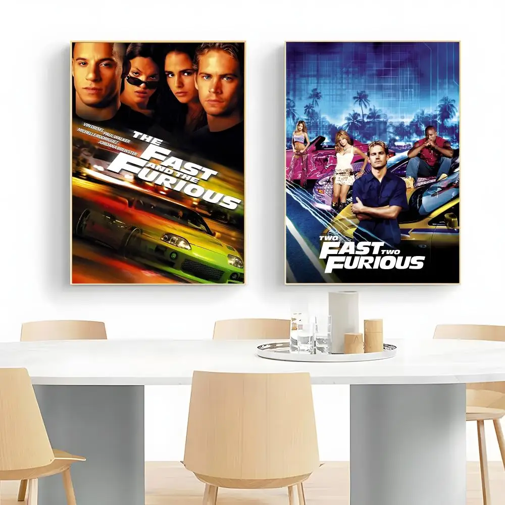 High-octane Movie Franchise F-Fast And Furious Poster Frameless Peel-and-Stick Removable Wall Art Print