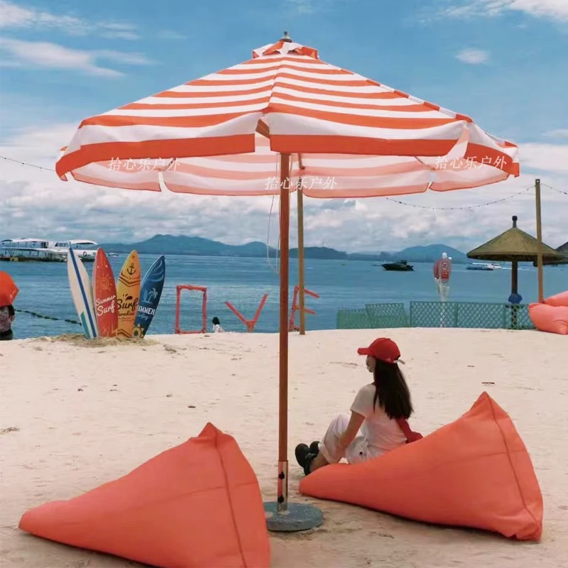 Outdoor parasols  tables and chairs with umbrellas Garden Beach Solid wood mid-column  Sun umbrellas