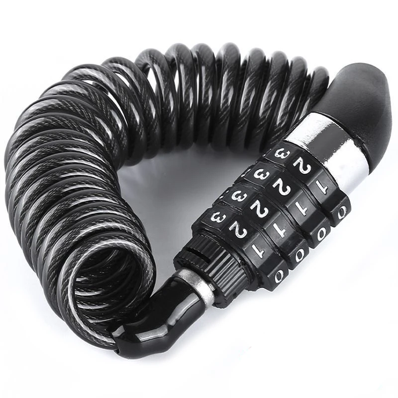 Motorcycle Bicycle Anti-Theft Lock Helmet Steel Wire Chain Lock Luggage Mountain Bike 4-Digit Password Combination Safety Lock