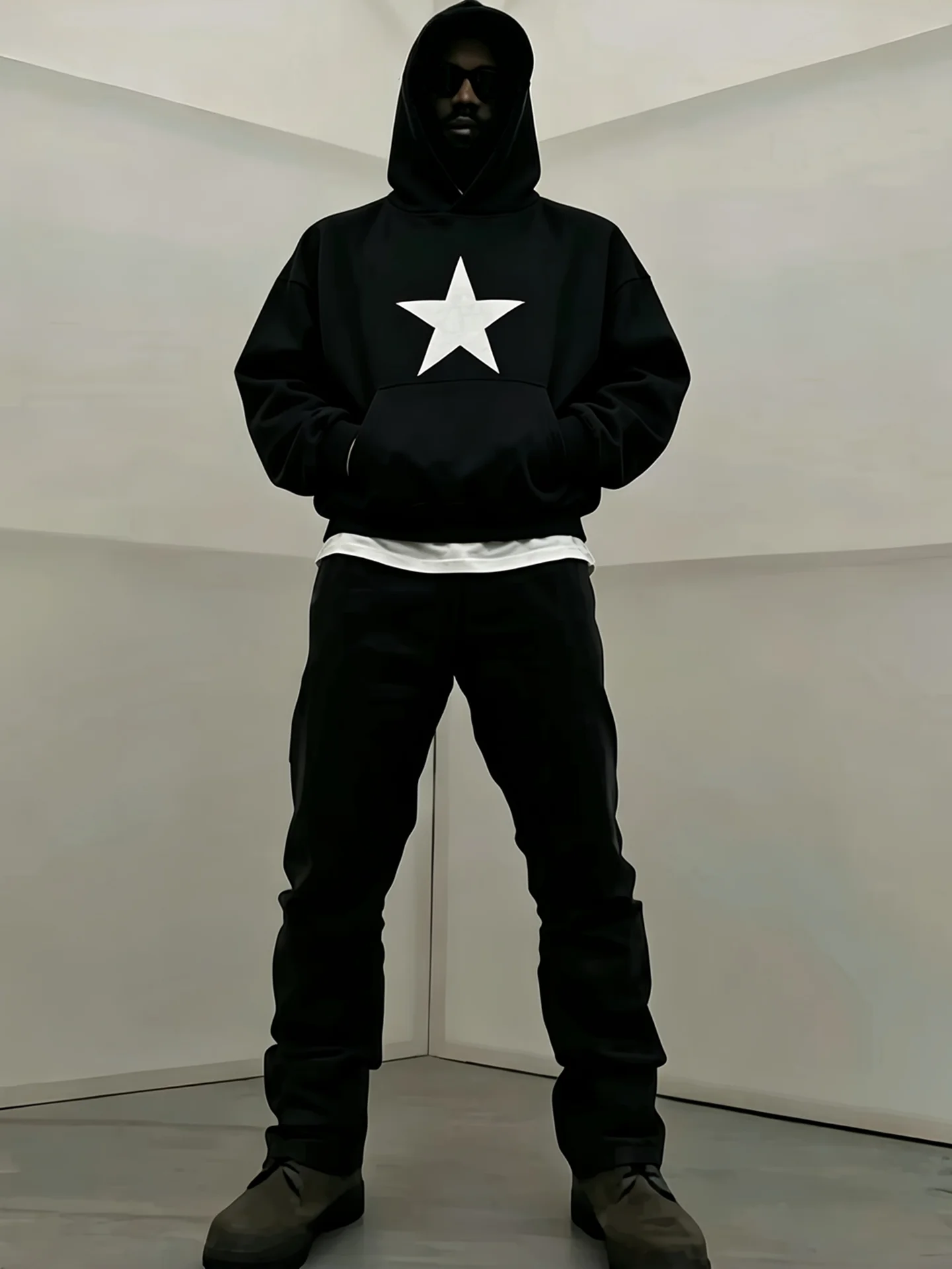 Kanye Autumn Winter Loose Hoodie Unisex Five Pointed Star Print Comfortable Cotton Sweatshirt for Men And Women