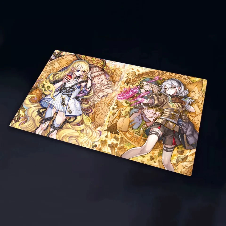 600x350mm Yu-Gi-Oh！Astellar & Elzette of The White Forest Flash Surface Fabric Diy Playmat 1.5mmseamlessedge Board Game Card Mat