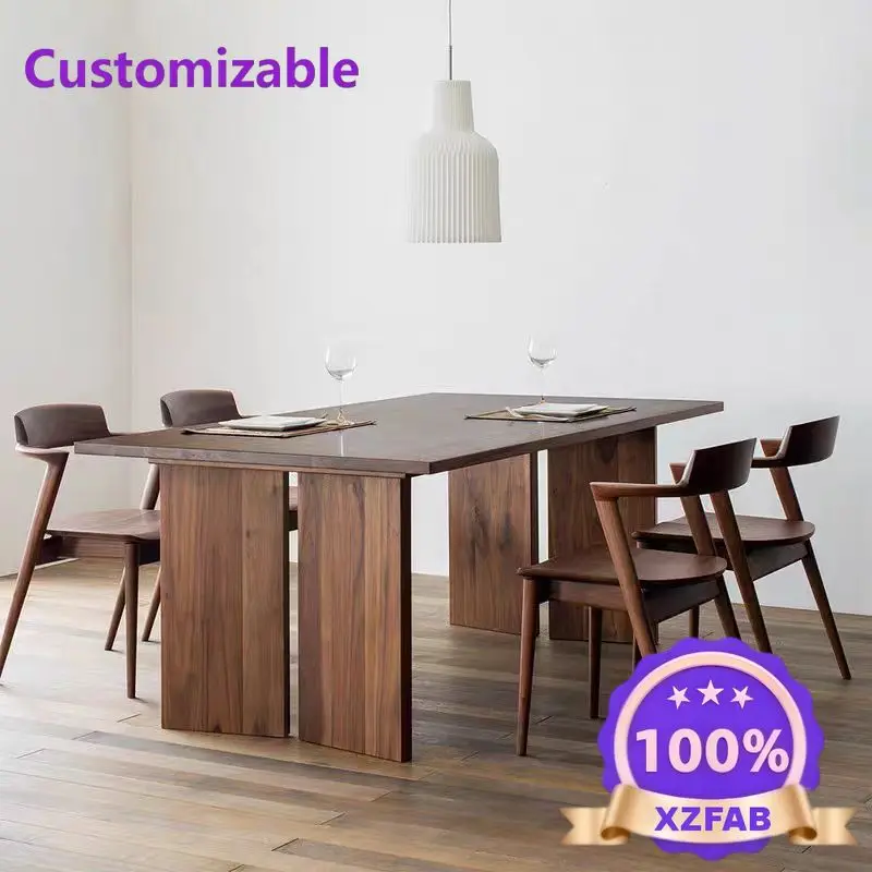 Factory Direct 2026 Medieval style simple black walnut long table North American white wood diningtable negotiation conference