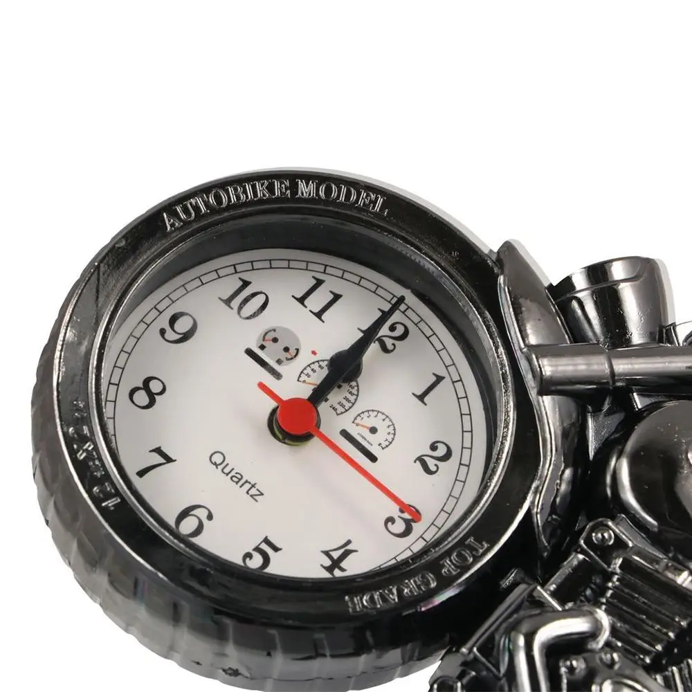 Unique Gift Motorcycle Pattern Art Crafts Arabic Numeral Motorcycle Model Bedside Clock Desktop Ornament Motorcycle Alarm Clock