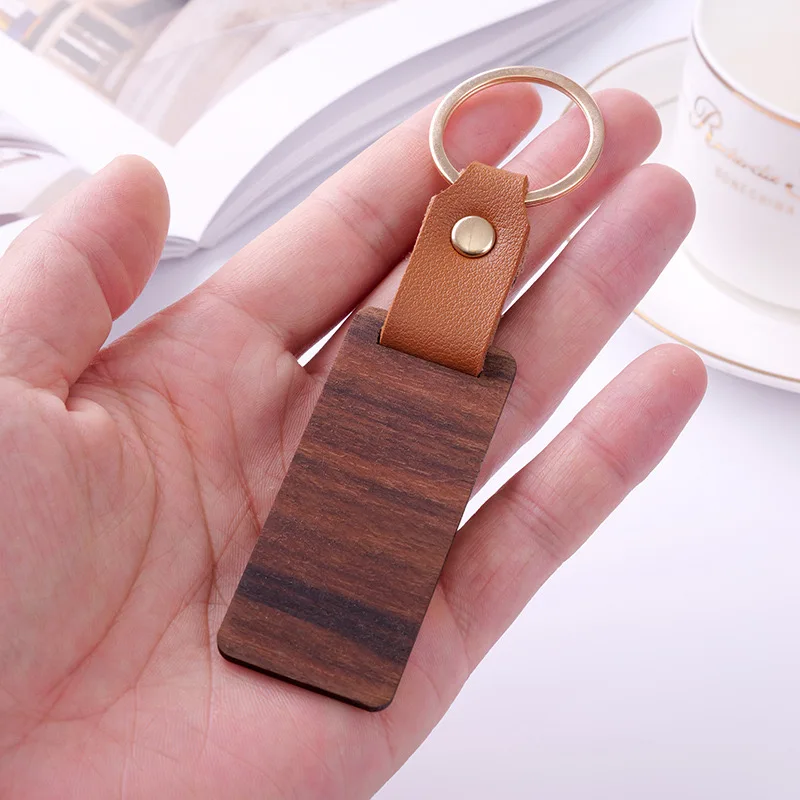 10PCS Solid Wood Key ring Personality Pendant Creative Gift Car Hotel Keychain DIY Logo Print Free Delivery  Shipping