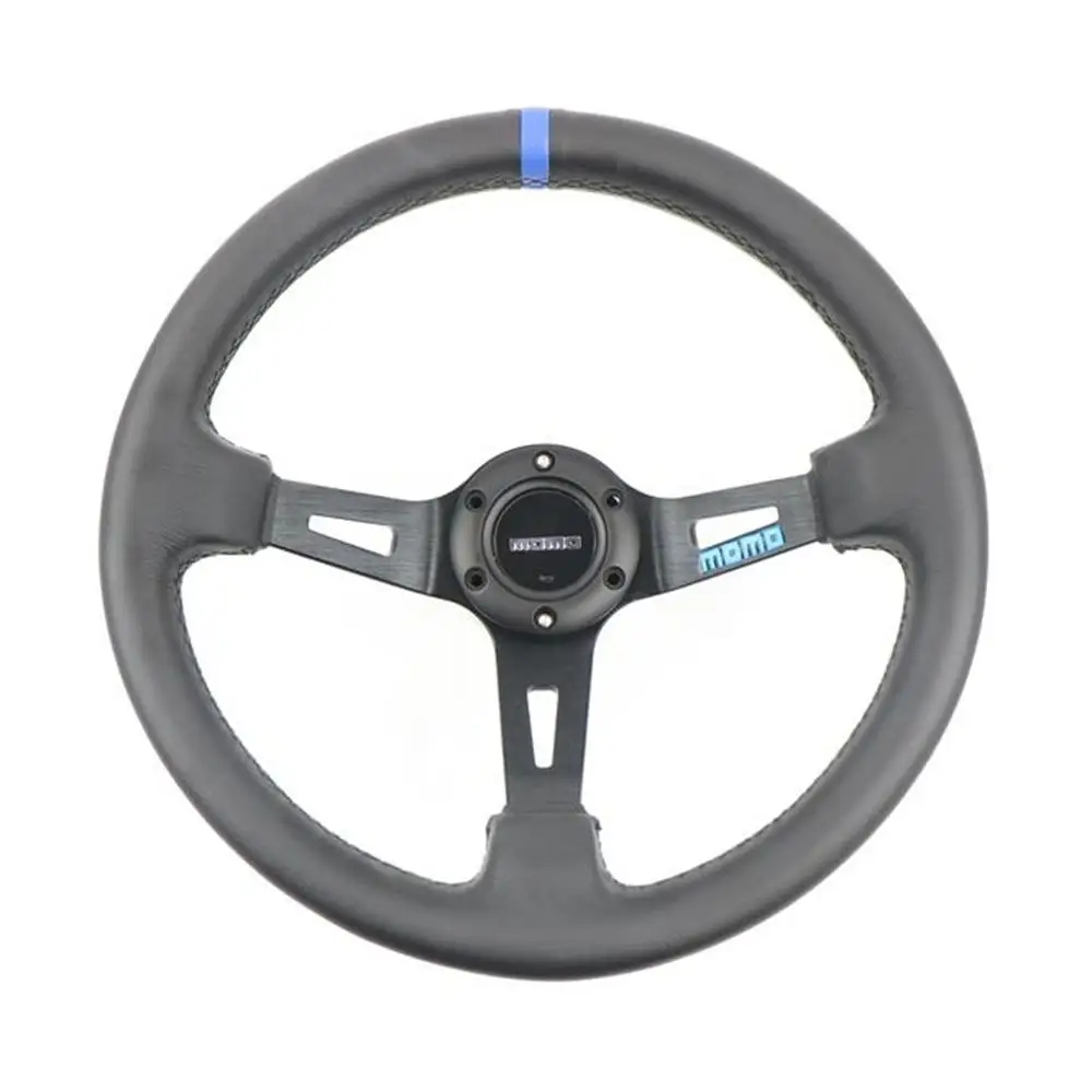 

13 inches 320mm Suede Car Steering Wheel with Blue Stripes Deep Concave Sport Black Steering Wheel Universal