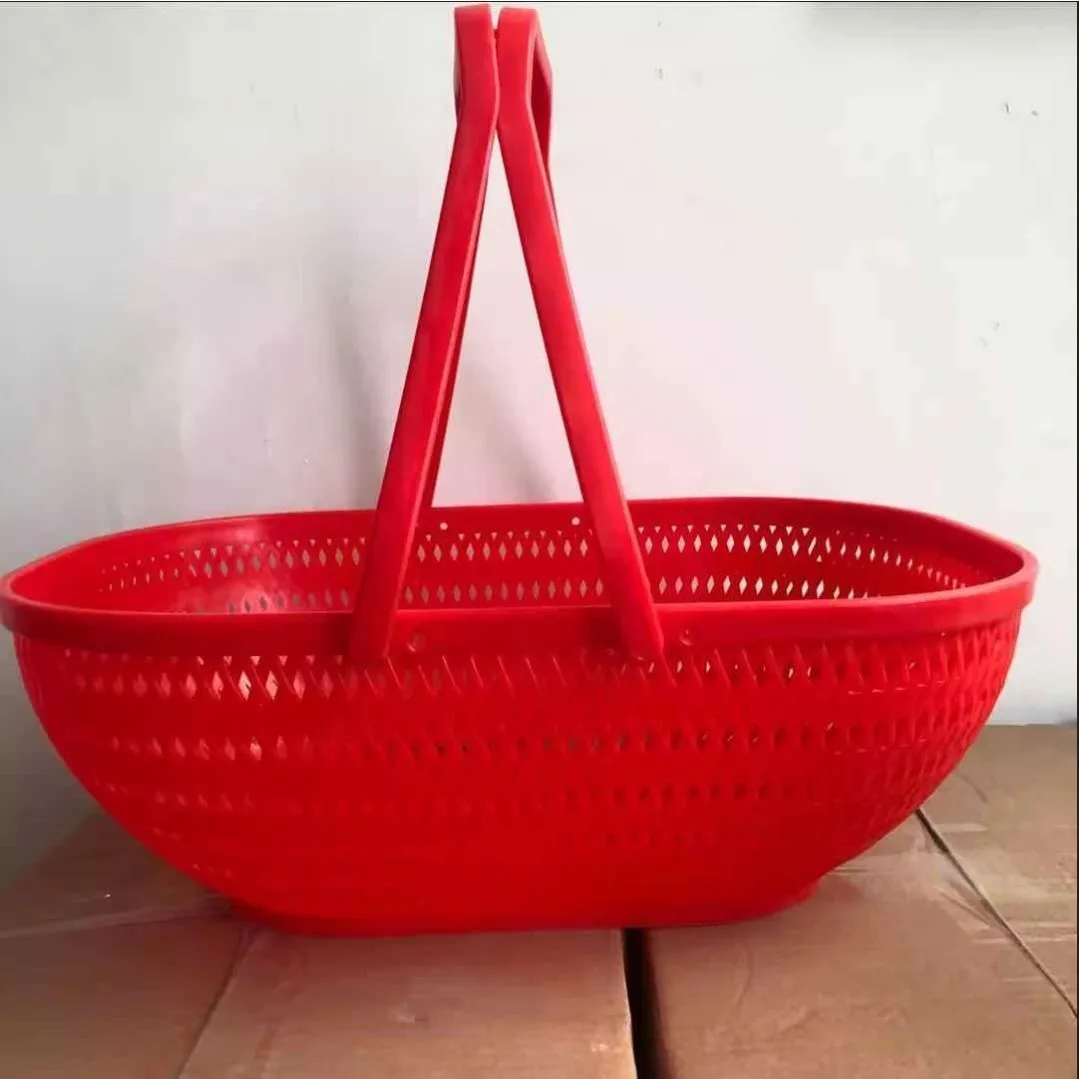 

Large Handheld Red Plastic op Basket for Wedding And Moving Vegetables Fruit Storage Basket Eco-friendly Plastic Market...