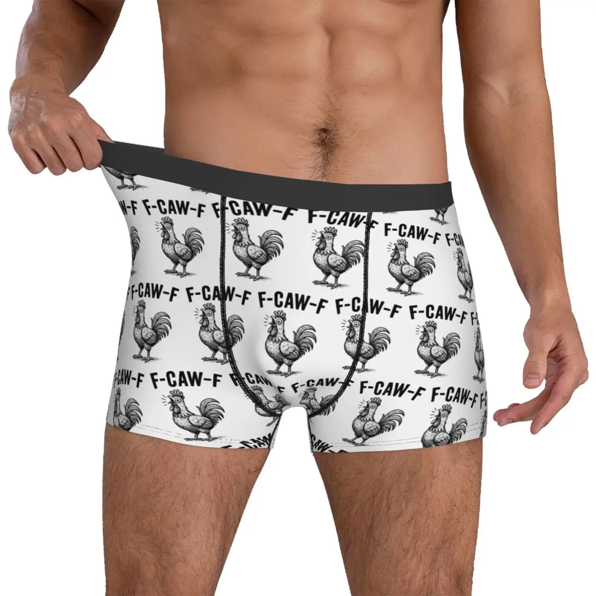 

Funny F-Caw-F Chicken Graphic Underwear Men's Boxer Brief Elastic Boxer Shorts High Quality Print Large Size Panties