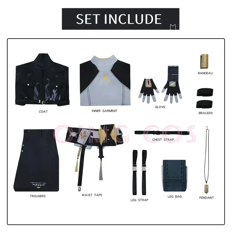 CyDrifter تأثيري حلي Wuthering موجات كرنفال موحدة شعر مستعار أنيمي هالوين ازياء الرجال لعبة شخصية وتتسابق