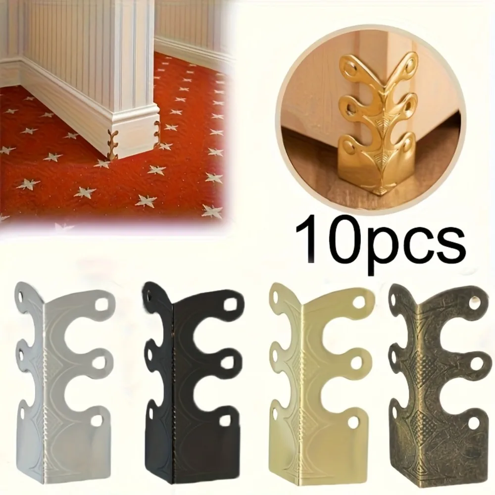10pcs Skirting Board Corner Protective Cover, Solid Metal Corner Board Corner, Suitable for Decoration in Living Rooms, Bedrooms