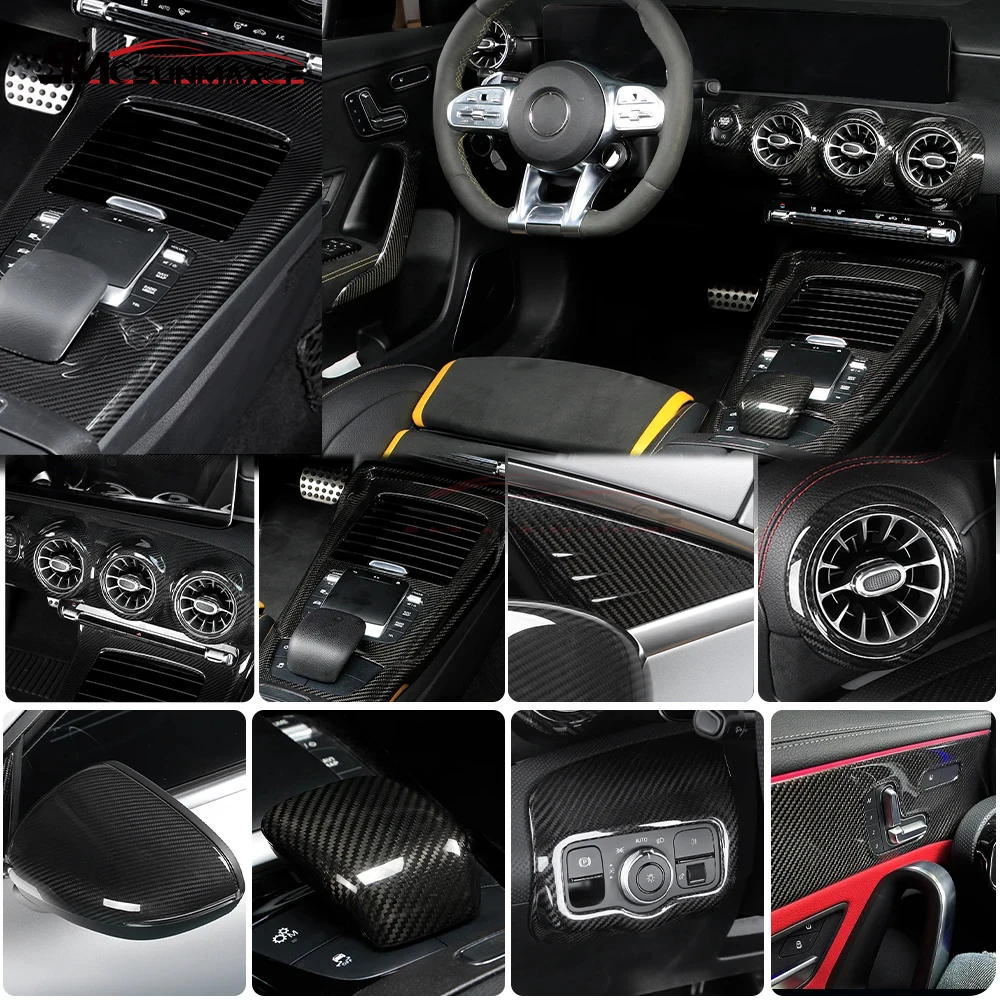 LHD Real Carbon Fiber Car Side Mirror Cover Rearview Mirror Caps For Mercedes Benz A CLA W177 V177 C118 A35 A45 CLA200 2020-2023 view 2