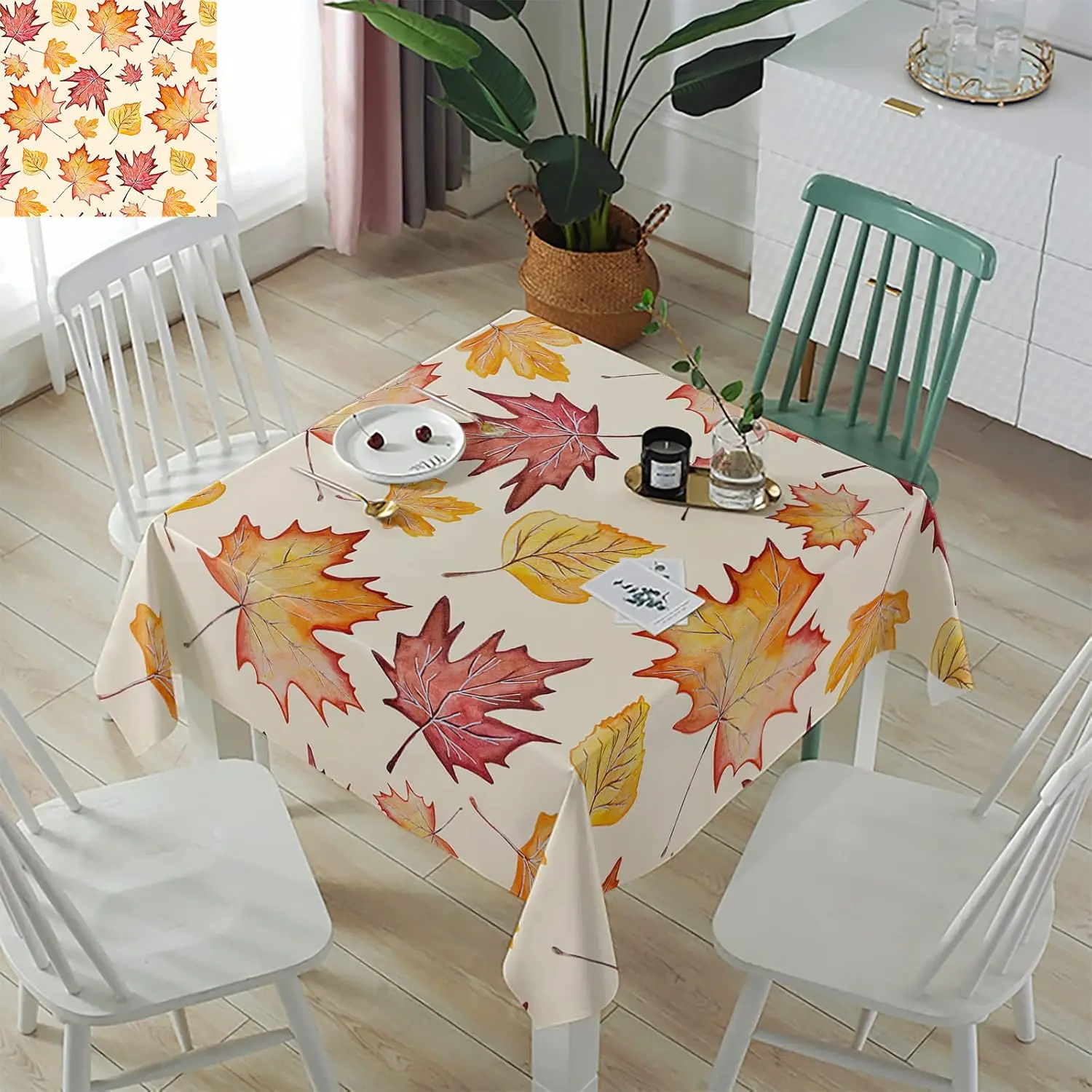 Fall Thanksgiving Maple Leaf Waterproof Tablecloth Table Decor Autumn Harvest Kitchen Dining Tablecloth Holiday Party Decor