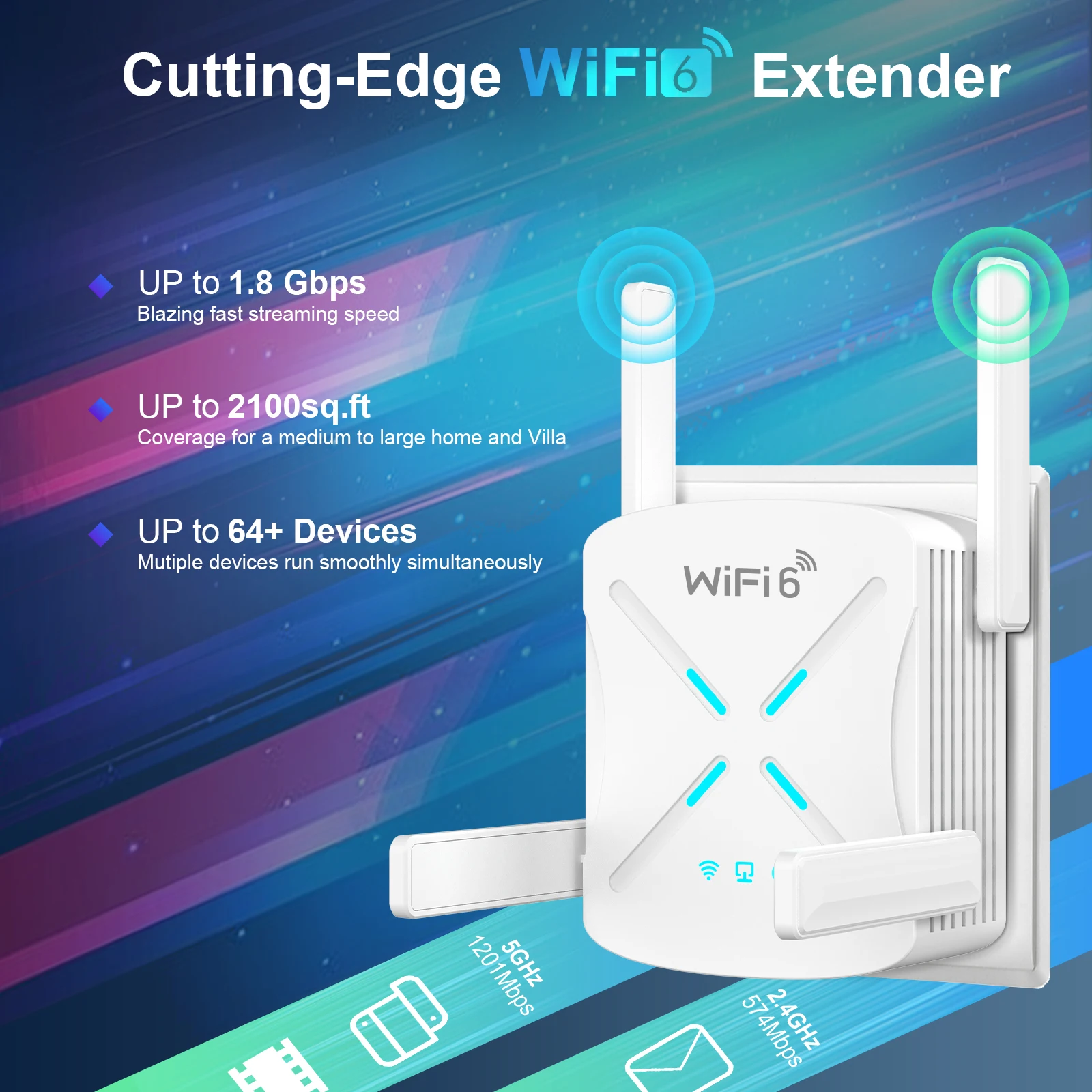 

AX1800 WiFi 6 Repeater /Wifi 5 Network Roteador Extender Wifi 5G 2.4Ghz Repetidor De Sinal Puissant Wlan Amplificador Internet