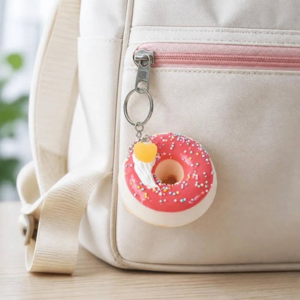 Simulated Food Donut Bread Squeeze Keychain Super Soft Quick Rebound Slow Rebound Keyring Kneading Mini Fidget New Year Gift