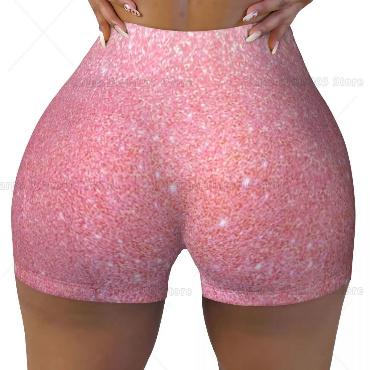 

Сверкающие розовые байкерские шорты с высокой талией и блестящим принтом. Ультрамягкие эластичные шорты для женщин, с высокой талией для контроля живота.