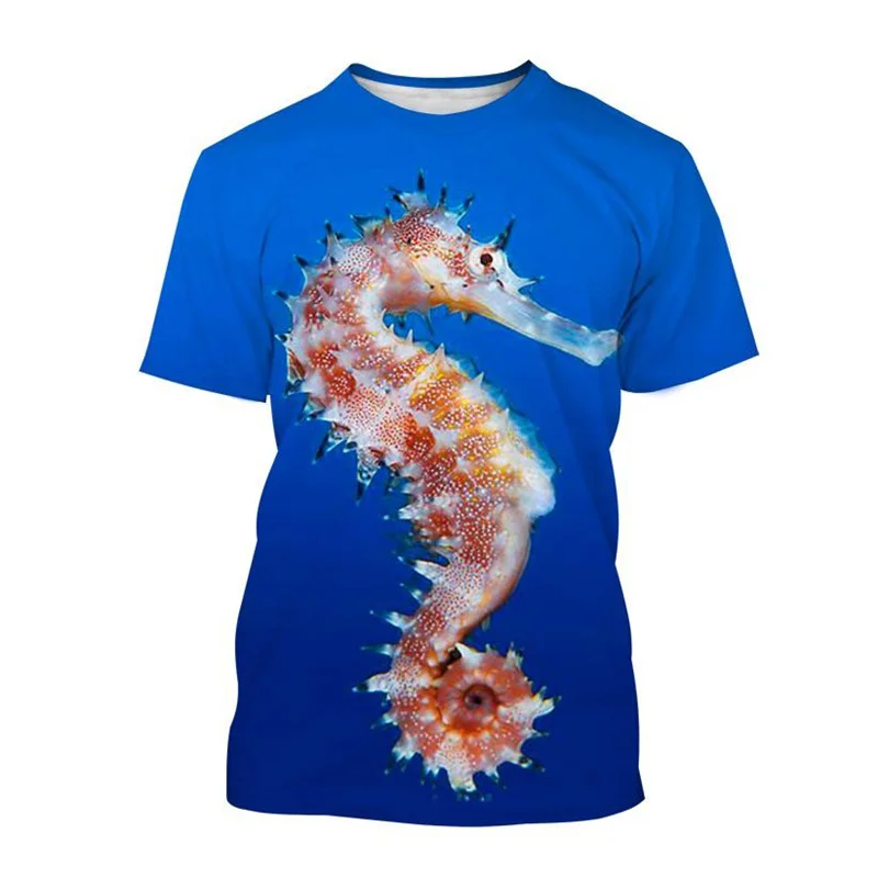 Cute Sea Animals Seahorse T Shirt Men's 3d Prined Short Sleeves Spring Summer Tops T-Shirts Graphic Teen Street Tee Shirts