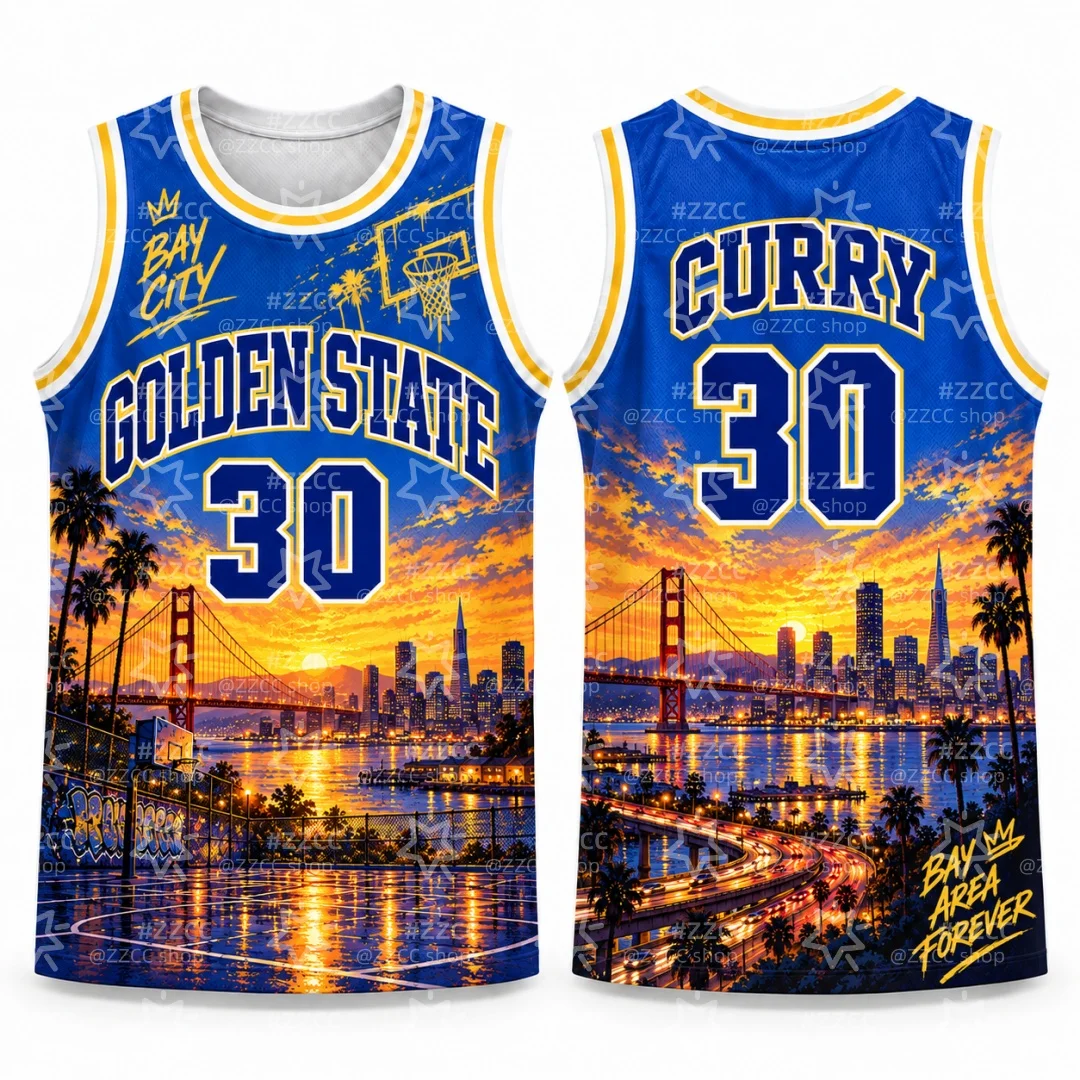 Men Los Angeles Cityscape Basketball Jersey Sunset Palm Tree Street Court Graphic Breathable Sports Tank Top Kids Clothes ﻿