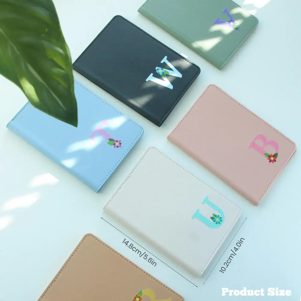 Personalized Custom Floral Single Initial Passport Cover Leather Travel Passport Holder Custom DocumentCase Travel Birthday Gift