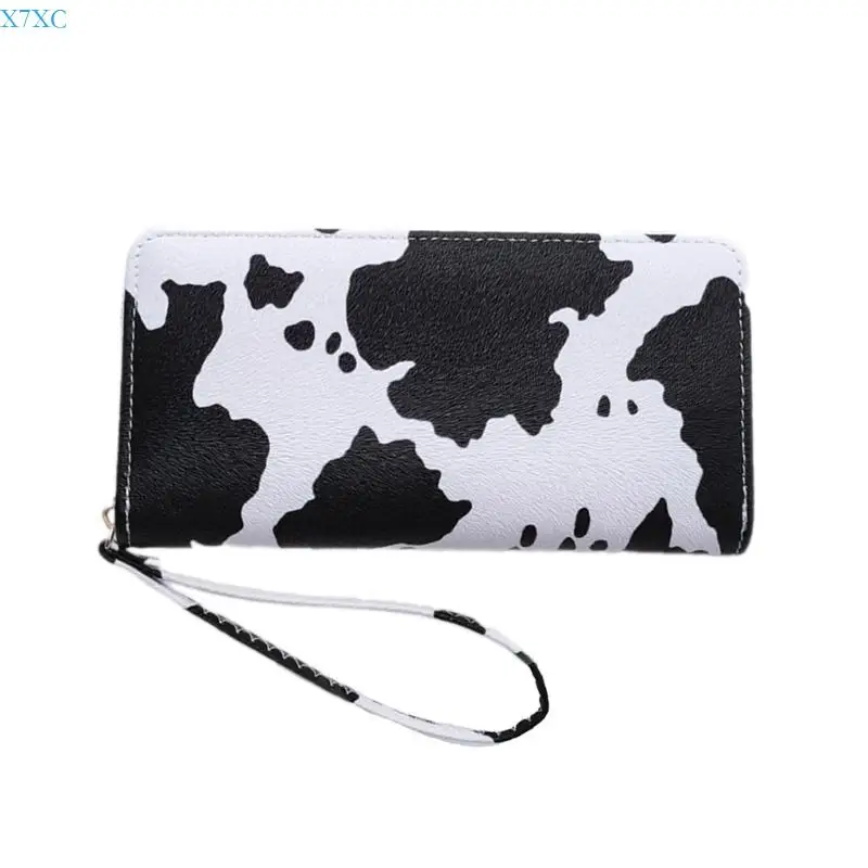 

X7XC Trendy Cow Print PU Leather Wallet Card Holder for Cash and Cards