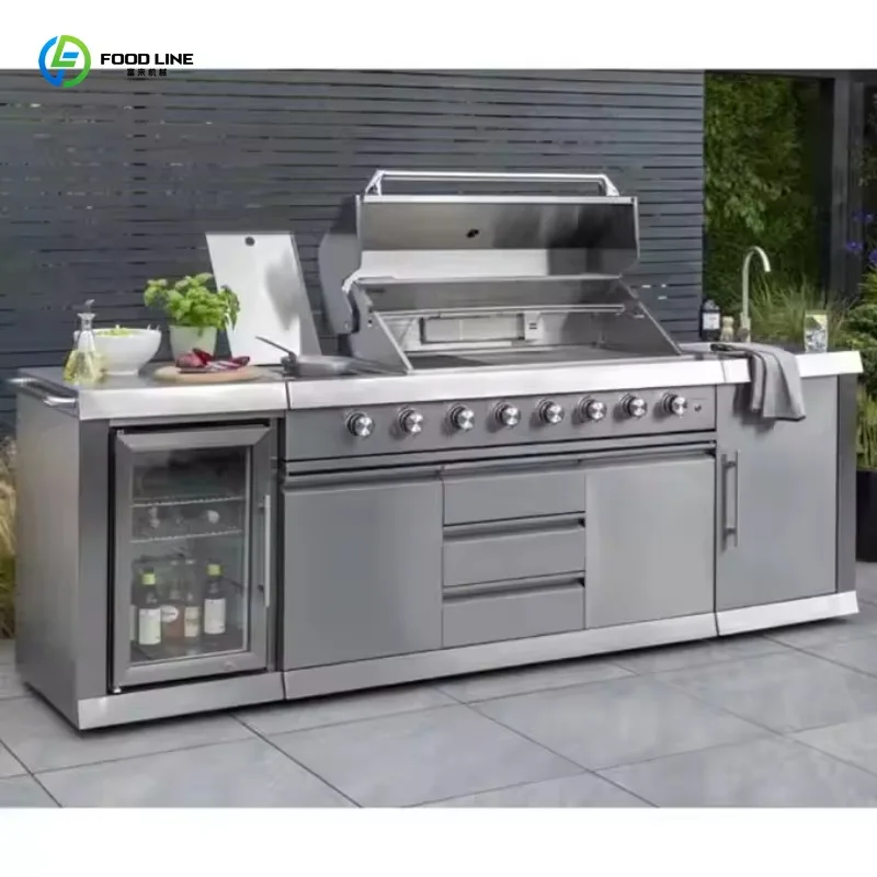 Customized Outdoor Barbecue Grill 304 Stainless Steel Kitchen Cabinet Premium Waterproof Rust Proof Corrosion Resistant