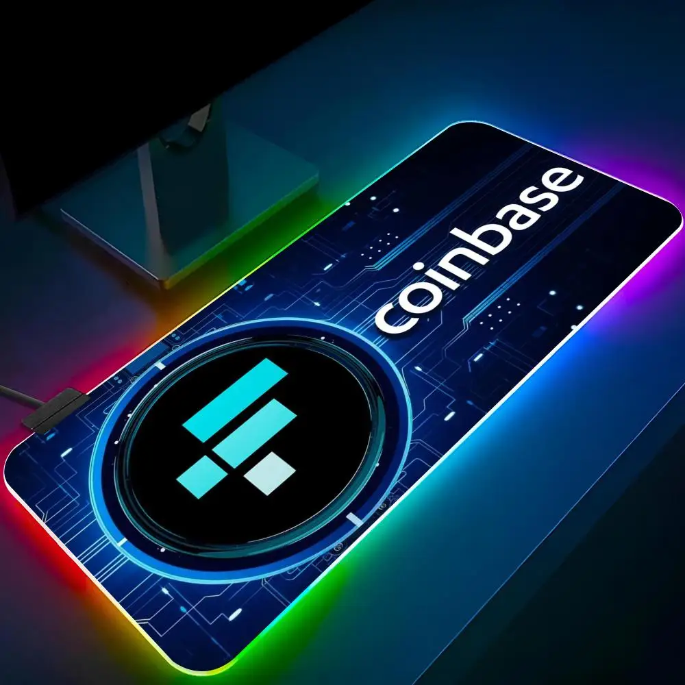 Coinbase Exchange Mouse Pad Laptop Mat Gaming RGB Anime Mousepad Backlit Gamer Girl Cartoon Table Pads Deskpad