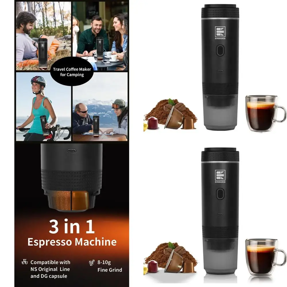 

Портативная электрическая эспрессо-машина для путешествий и кемпинга, пивоварка на батарейках с молотым кофе и капсулами NS, совместимая