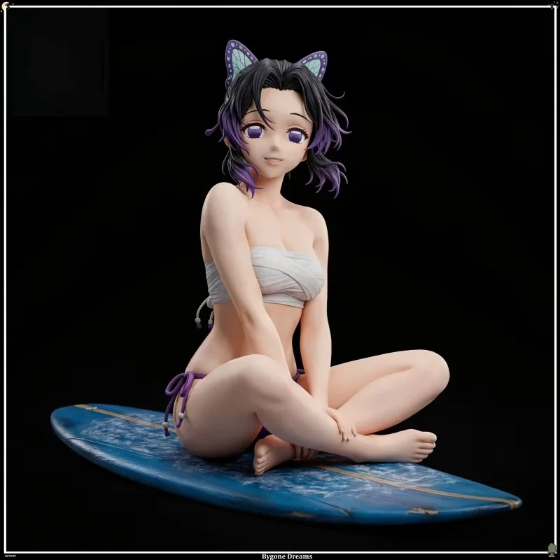 Anime Demon Slayer Kochou Shinobu Swimsuit Surfboard Sitting Figure GK Statue Model Doll Collectible Ornament Toy For Gift