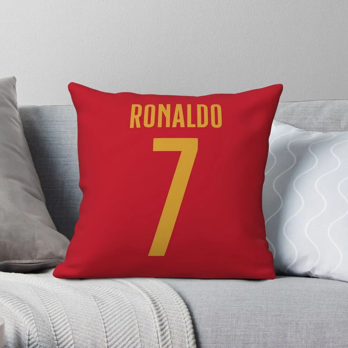 Christiano Ronaldo CR7 Square Pillowcase Polyester Linen Velvet Printed Zip Decorative Throw Pillow Case Car Cushion Cover