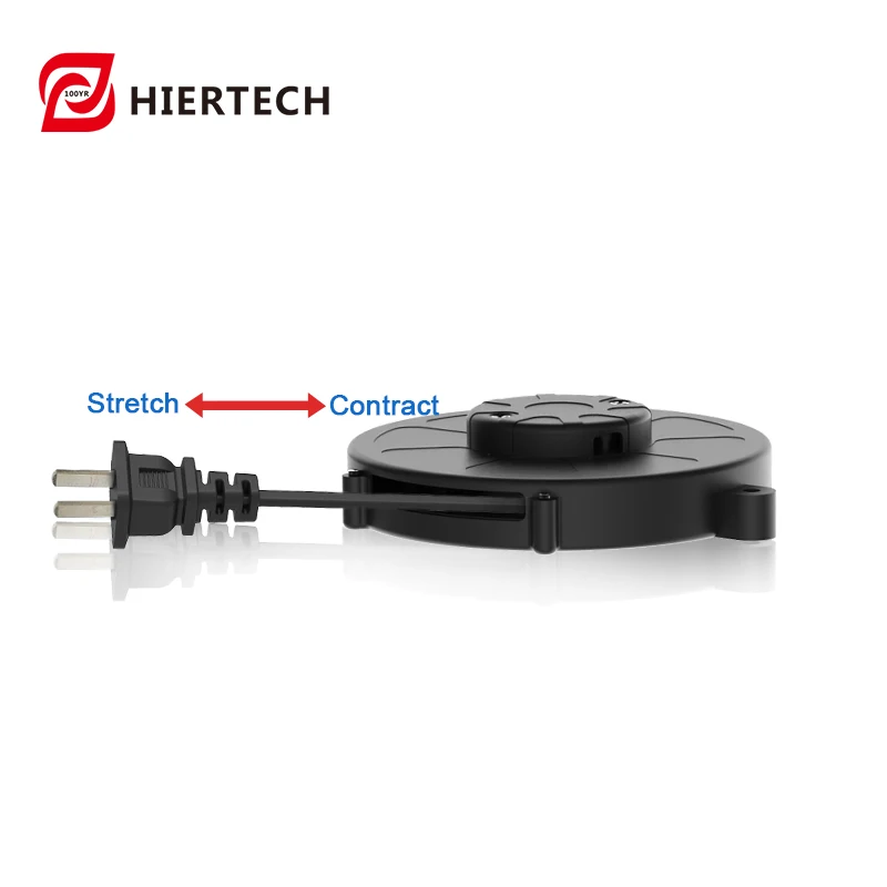 Hiertech Pc Raw Materials Have Been Newly Upgraded, with Flat Cables Having a Tensile Life of over Ten Thousand Cycles, 2-Core 1.8m Household and Commercial Cable Management Reels, Customizable, Direct Sales from the Manufacturer