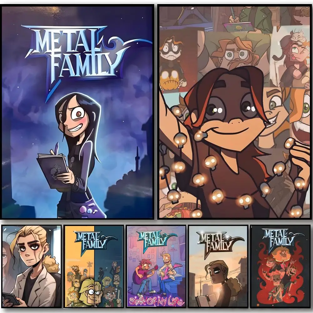 Anime M-Metal Family Poster Self-adhesive Art Waterproof Sticker Coffee House Dorm Room Wall Decor