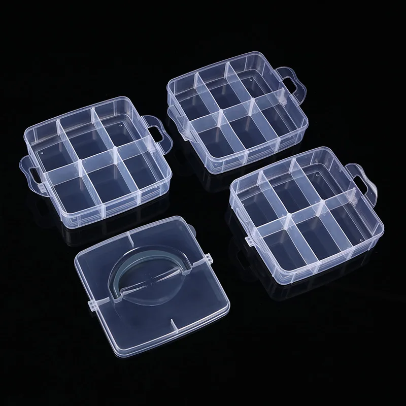 3 Levels Storage Box Plastic Portable Detachable Jewelry Storage Box Three-Layer Detachable Transparent Cosmetic Toy Storage Box