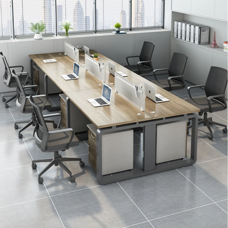 

Steel Frame And Chair Combination 4/6 People, Staff Cubicle With Screen, Office Desk Furniture