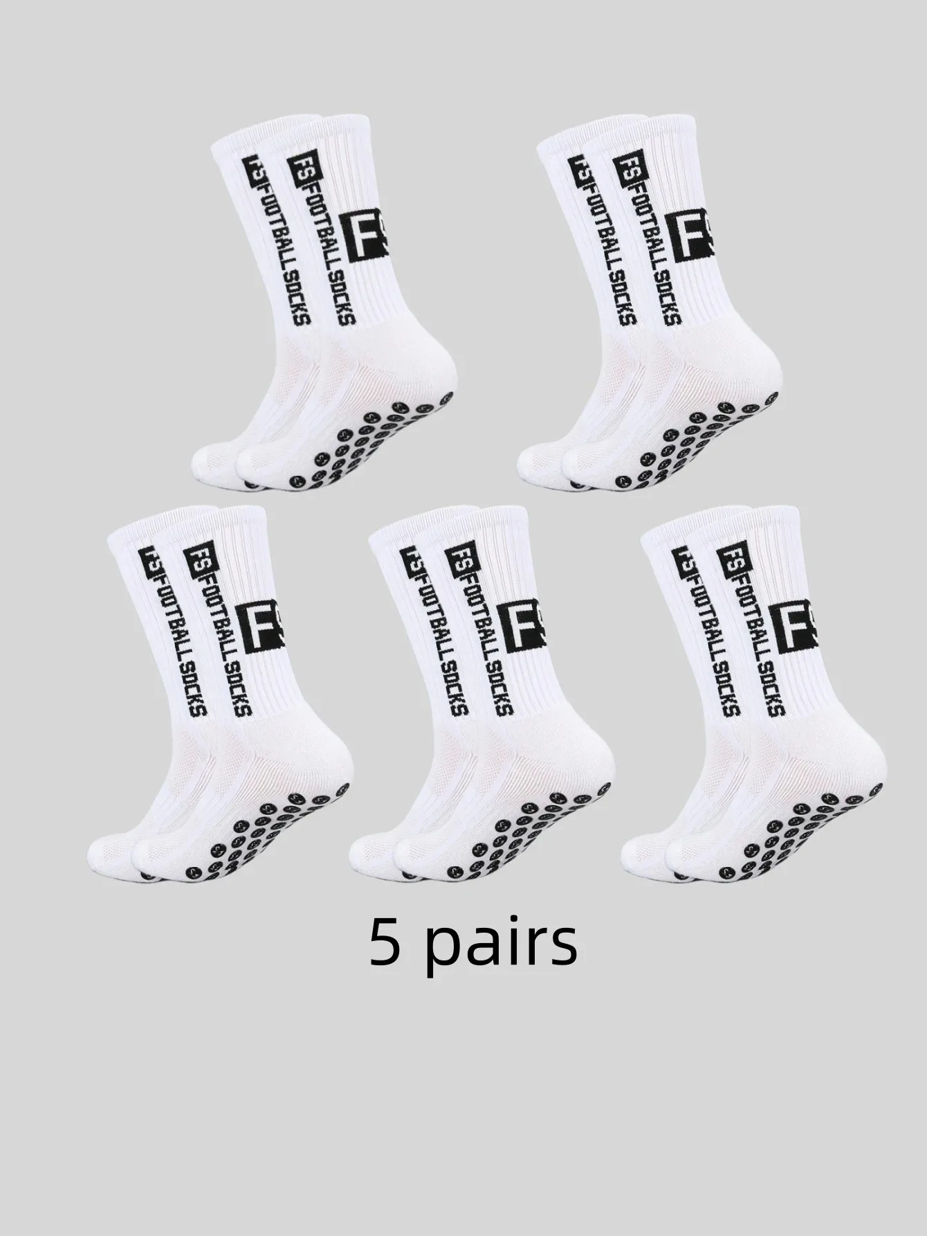 

5 Pairs of Ultra-Grip Non-Slip Football Breathable Socks with Grip Pads for Soccer, Rugby, Basketball, Running Outdoor Sports