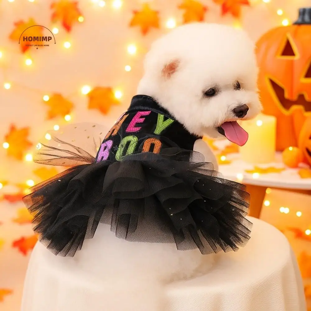 

Puppy Costumes Two Legged Dog Halloween Dress Soft Comfortable Dog Lace Skirt Black Dog Pullover For Small Dogs Cats