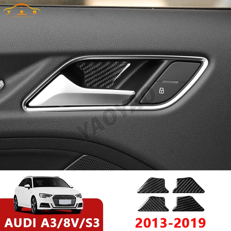 

For Audi A3 S3 8V 2014-2019 Carbon Fiber Car Inner Door Bowl Sticker Decoration Trim Decals